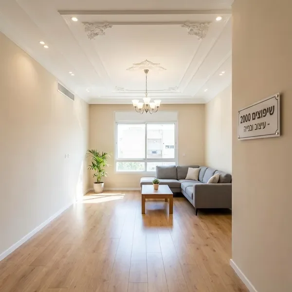 סלון מעוצב לאחר שיפוץ כללי